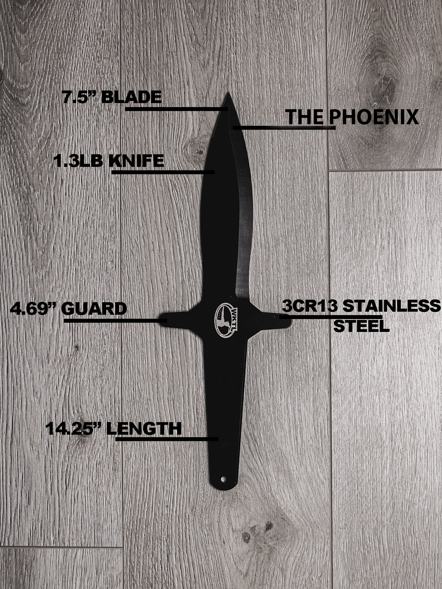World Knife Throwing League (WKTL) Certified Competition Throwing Knife, The Phoenix Measurements
