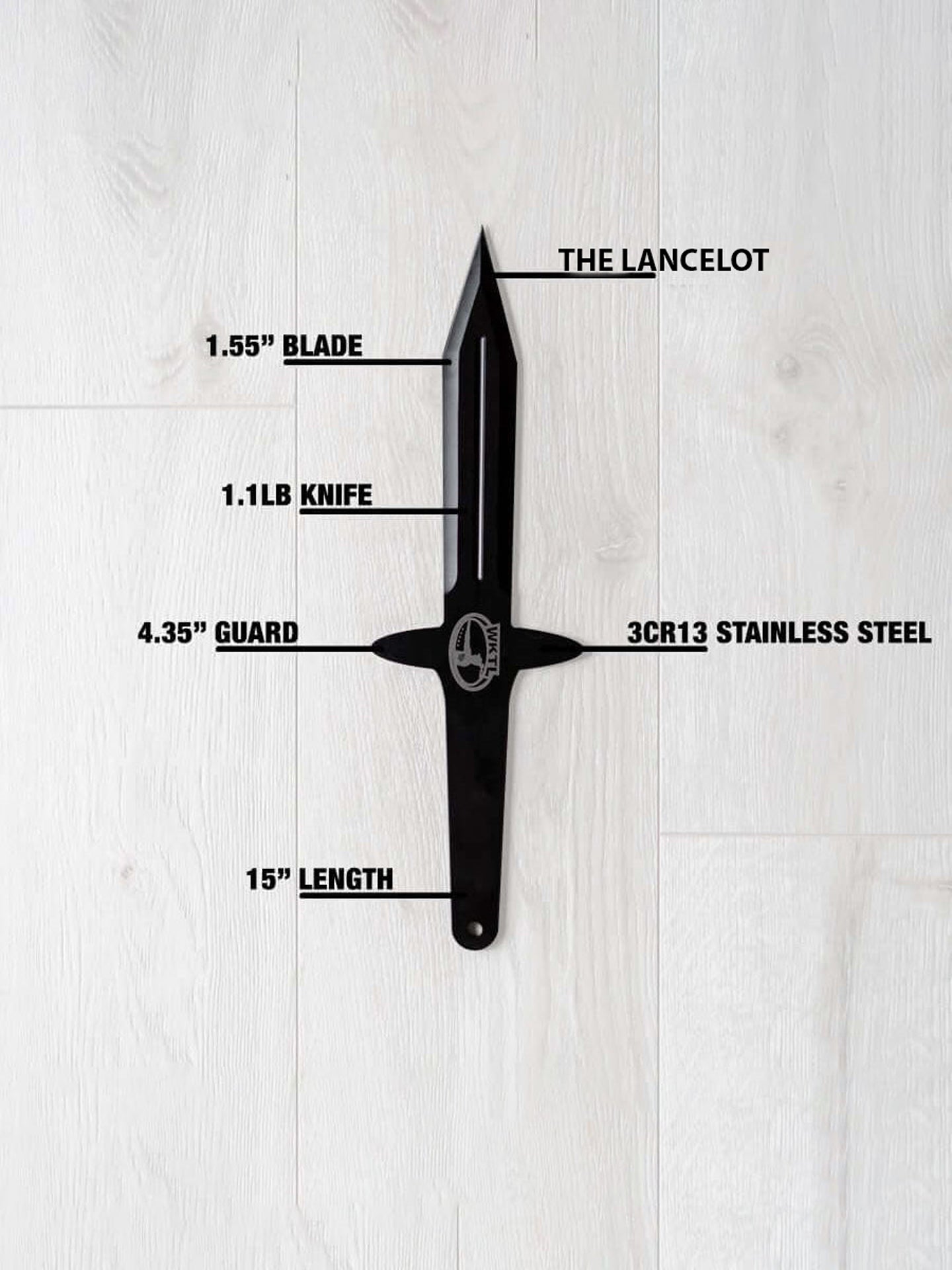 World Knife Throwing League (WKTL) Certified Competition Throwing Knife, The Lancelot Measurements