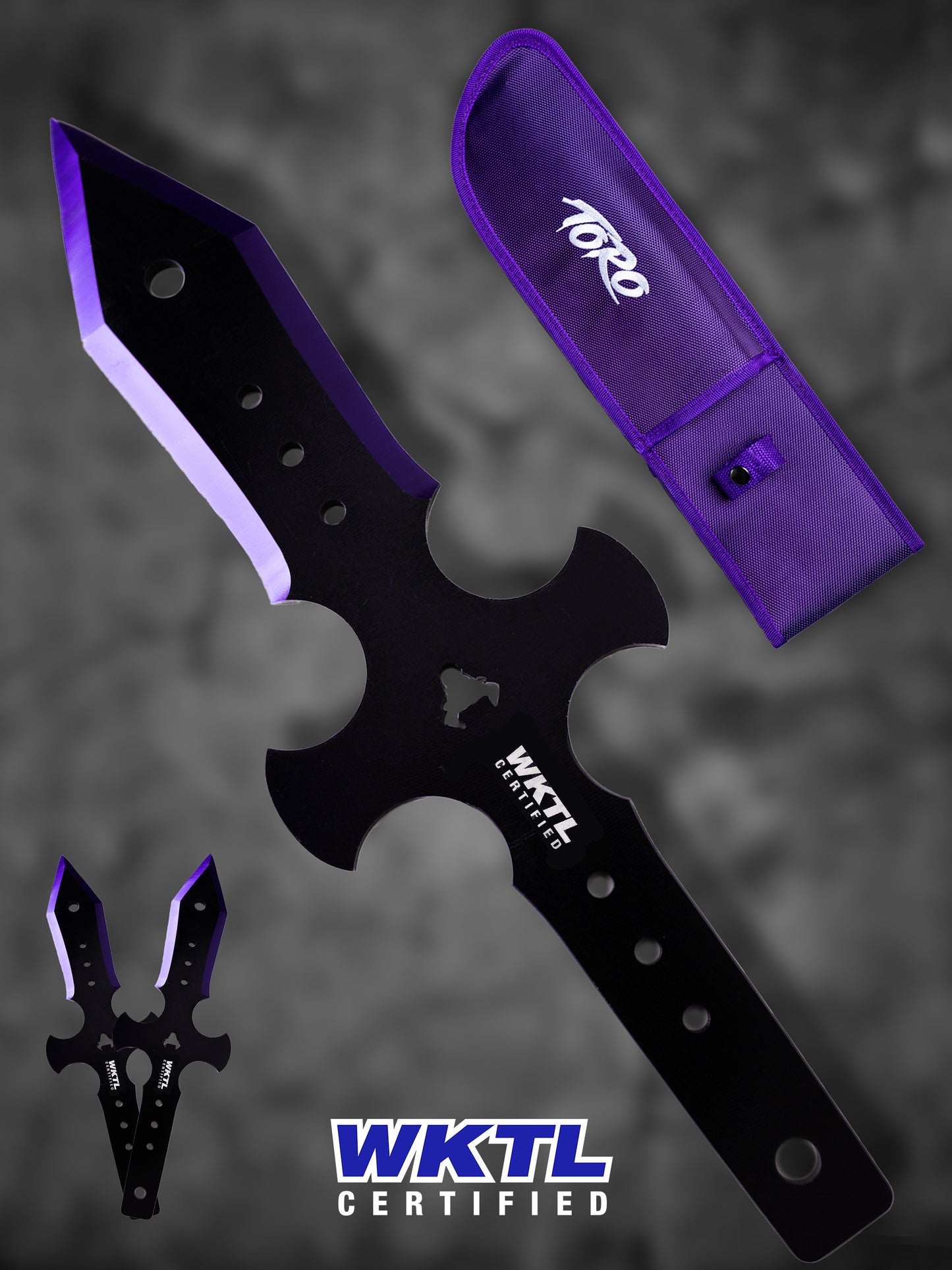 The Toro Muerto Throwing Knife: Purple Bevel (Set of 3)